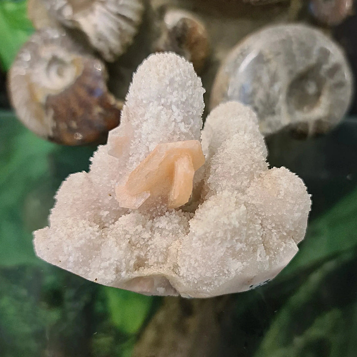 Stilbite on Quartz Stalactite