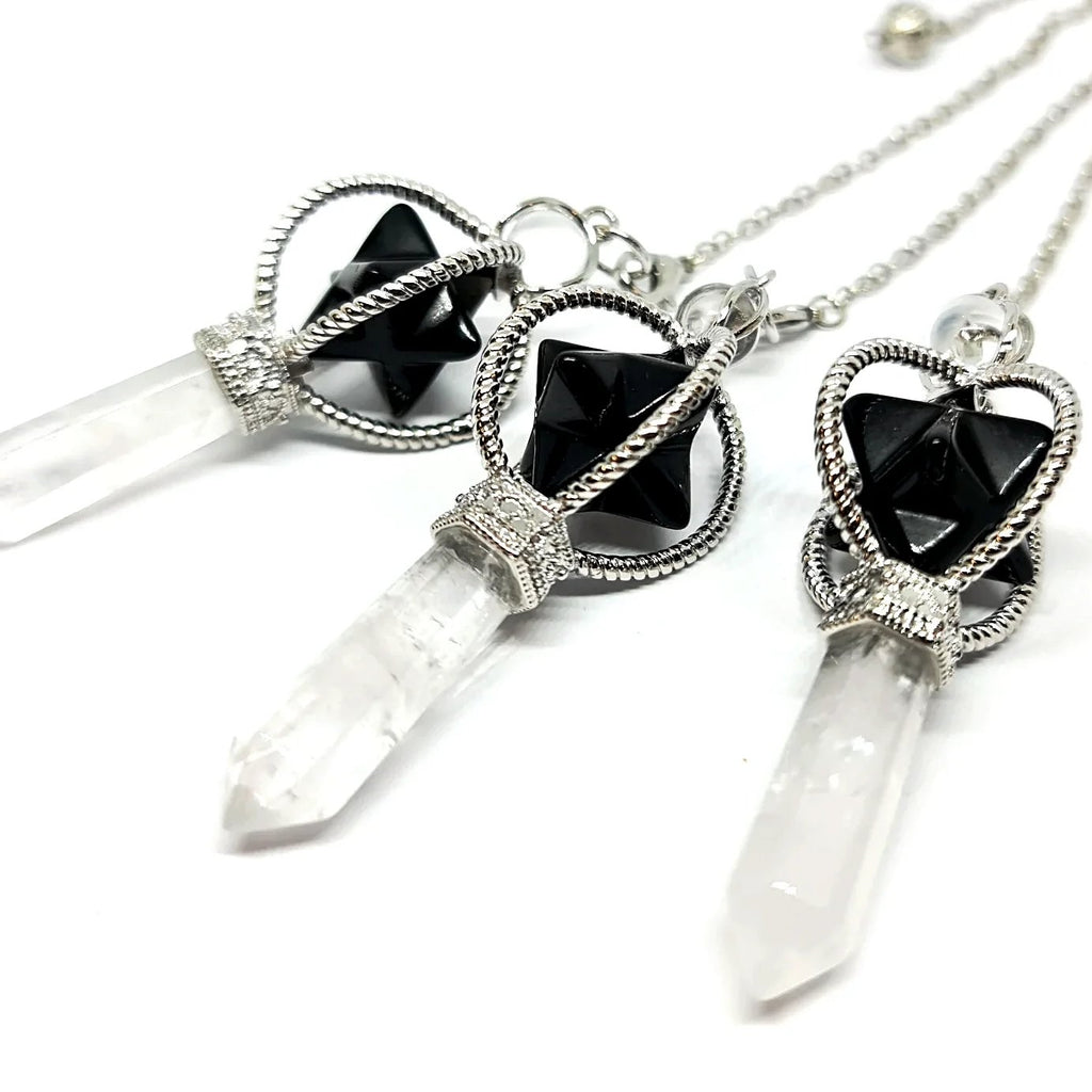 Obsidian Spinning Merkaba Pendulum