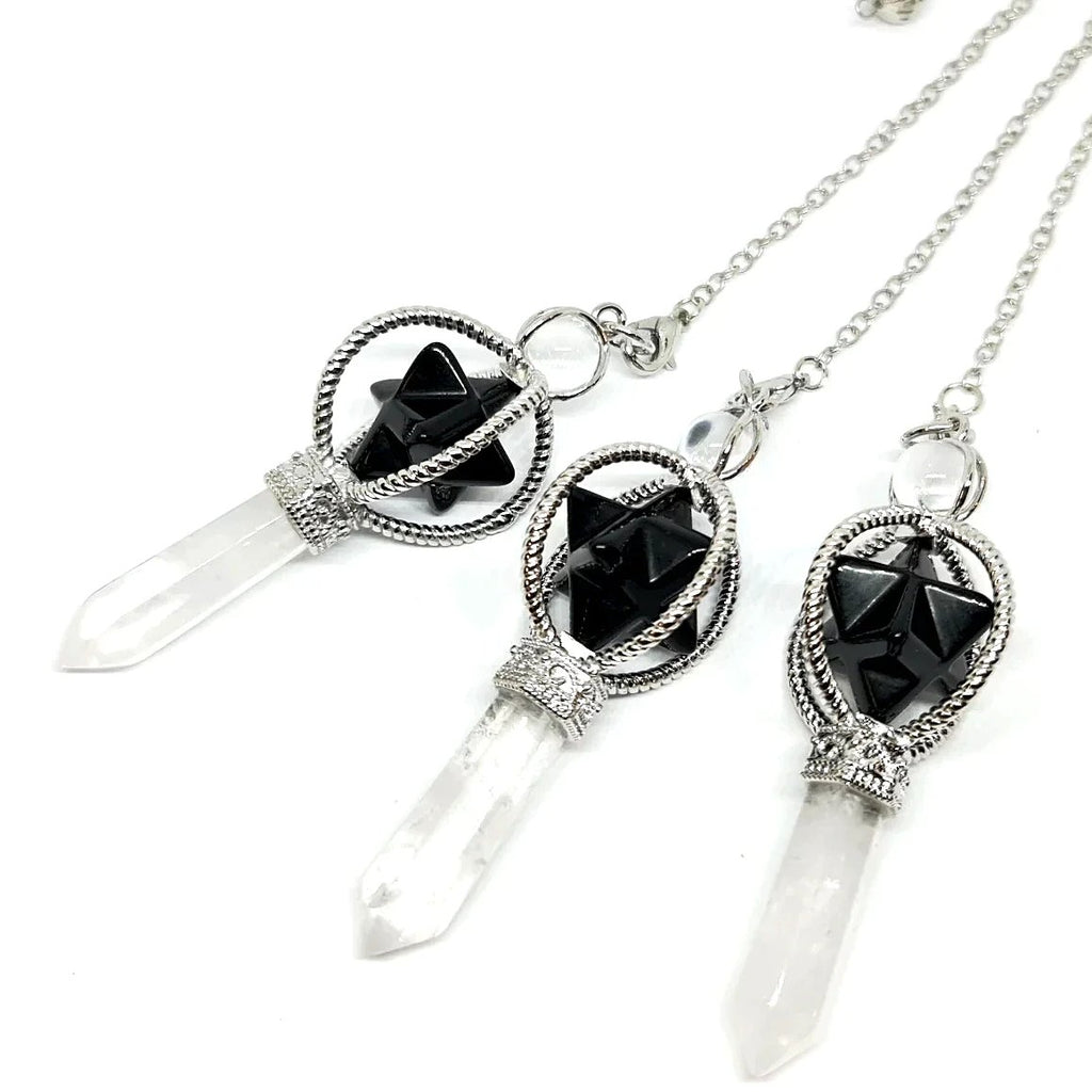 Obsidian Spinning Merkaba Pendulum