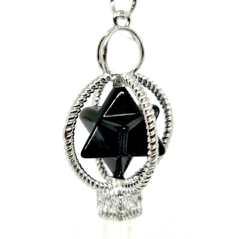 Obsidian Spinning Merkaba Pendulum