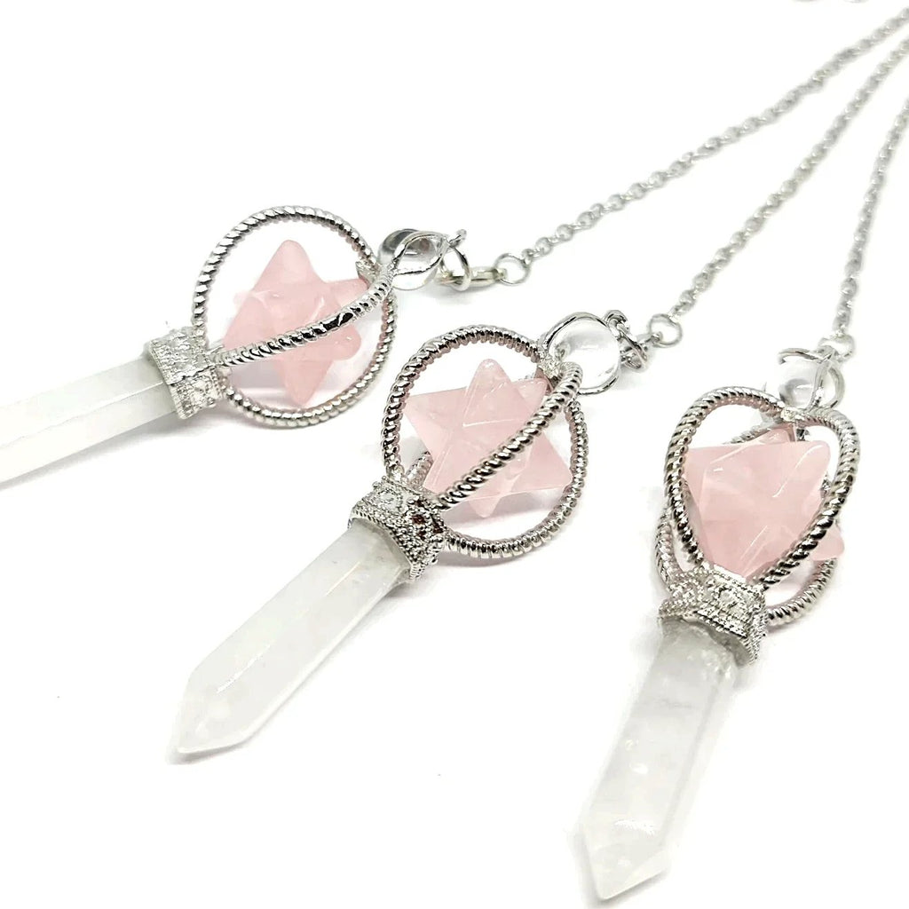 Rose Quartz Spinning Merkaba Pendulum