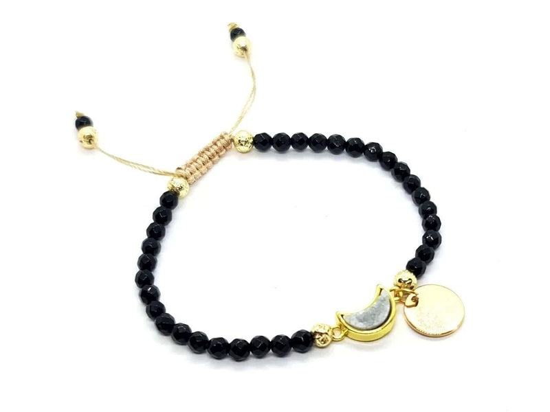 Druzy Aura Quartz & Onyx Macrame Bracelet