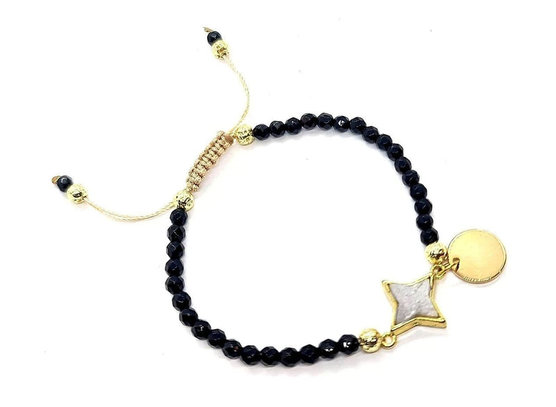 Druzy Aura Quartz & Onyx Macrame Bracelet