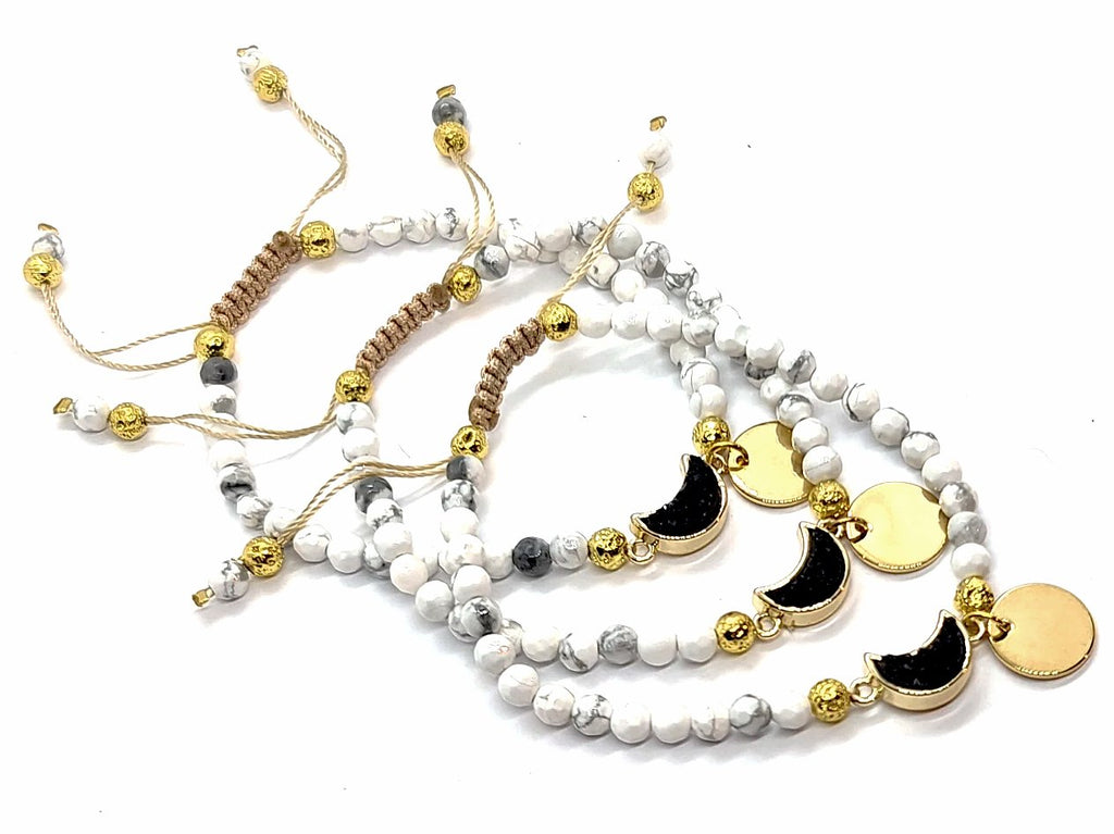 Druzy Aura Quartz & Howlite Macrame Bracelet