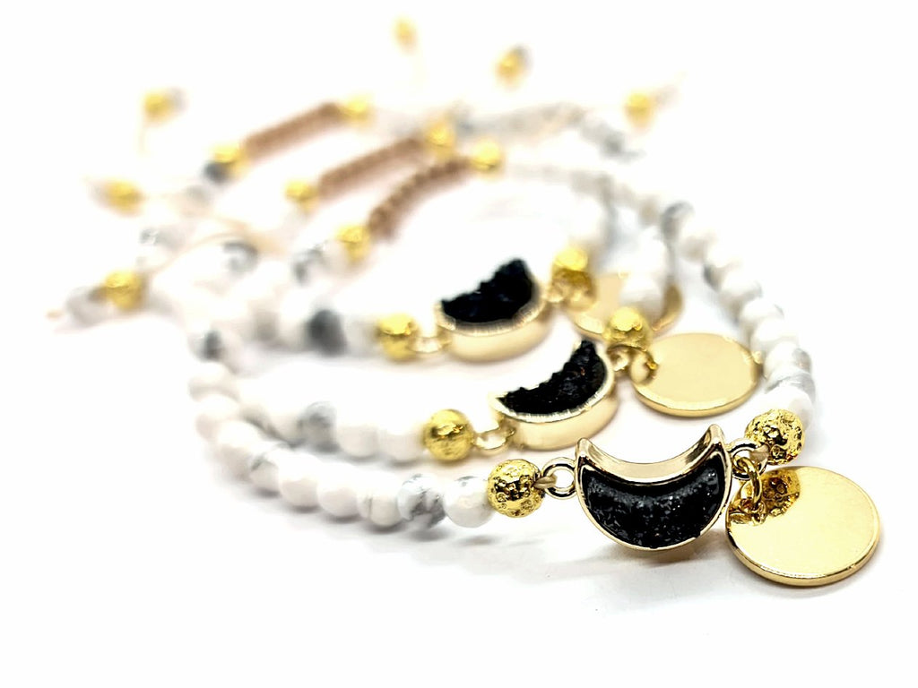 Druzy Aura Quartz & Howlite Macrame Bracelet