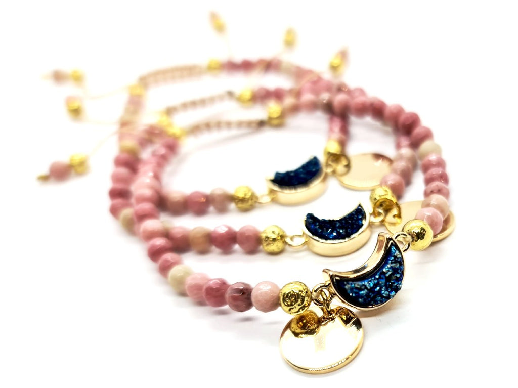 Druzy Aura Quartz & Thulite Macrame Bracelet