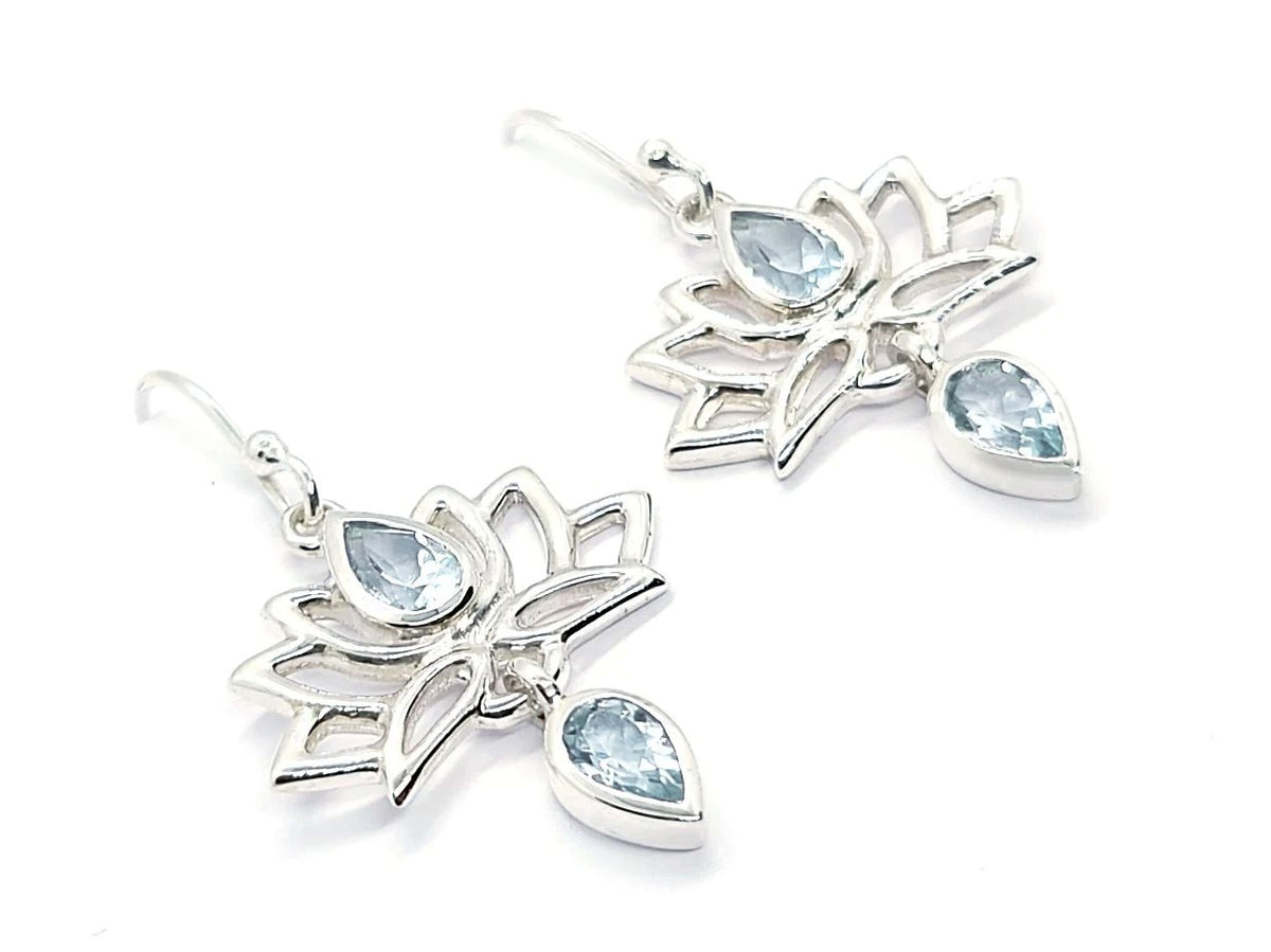 Blue Topaz Lotus Earrings