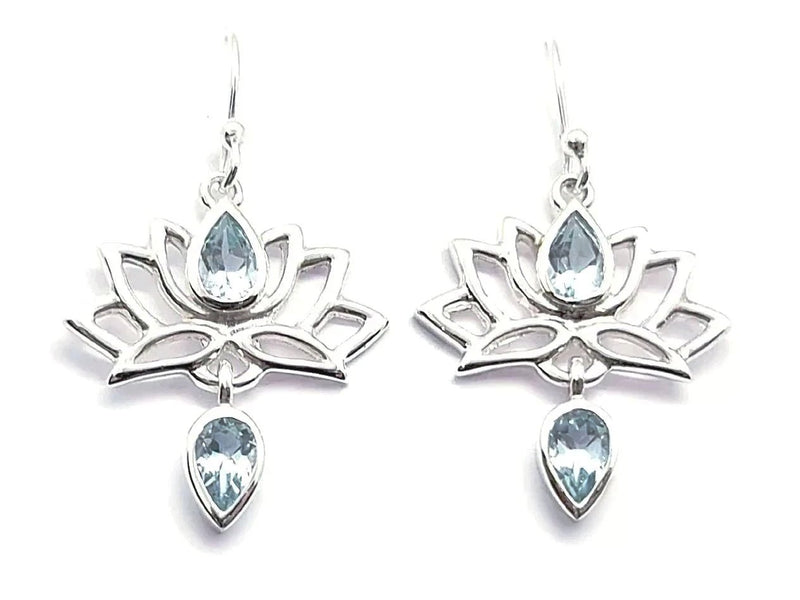 Blue Topaz Lotus Earrings