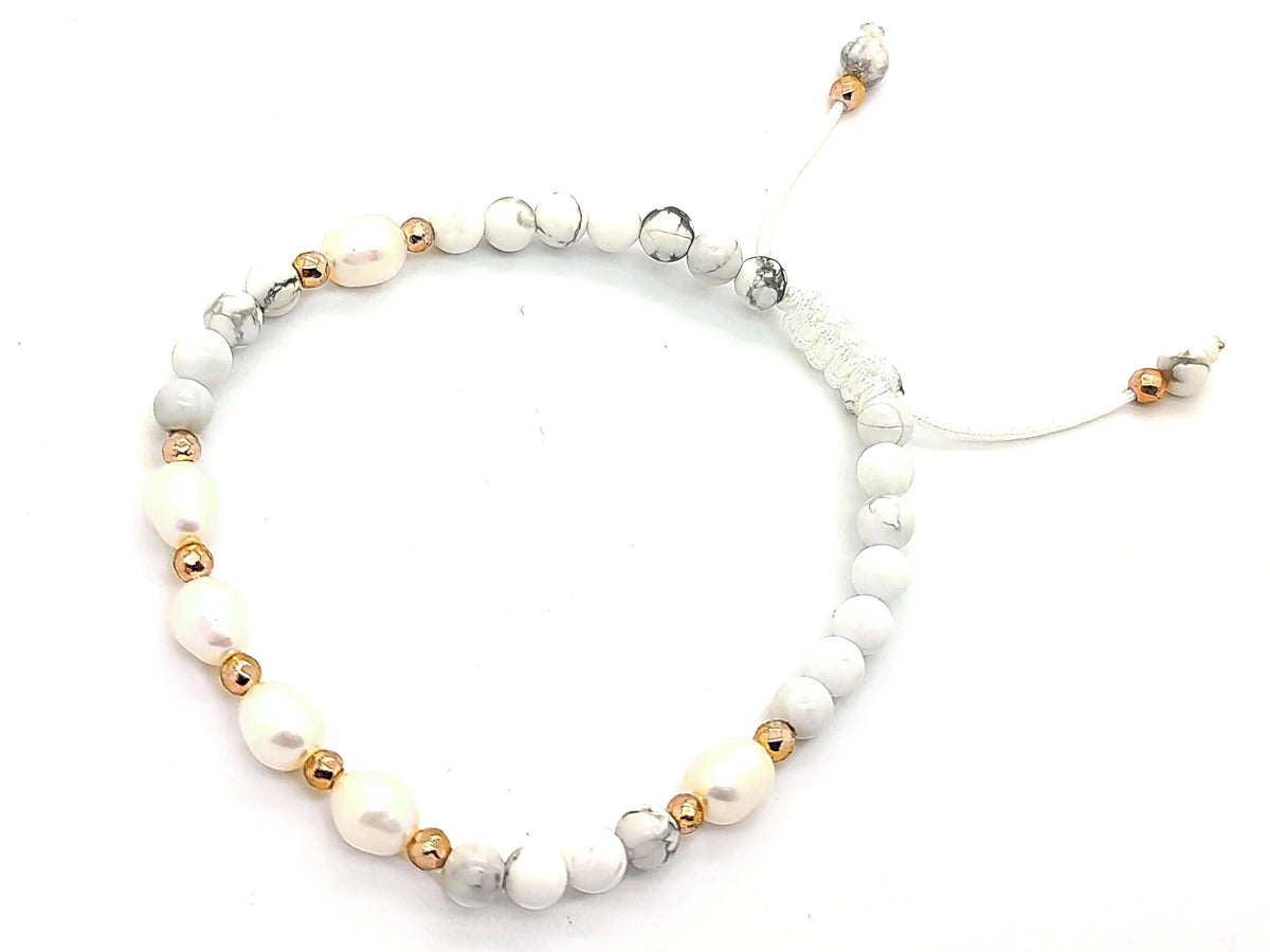 Gemstone & Pearl Macrame Bracelet