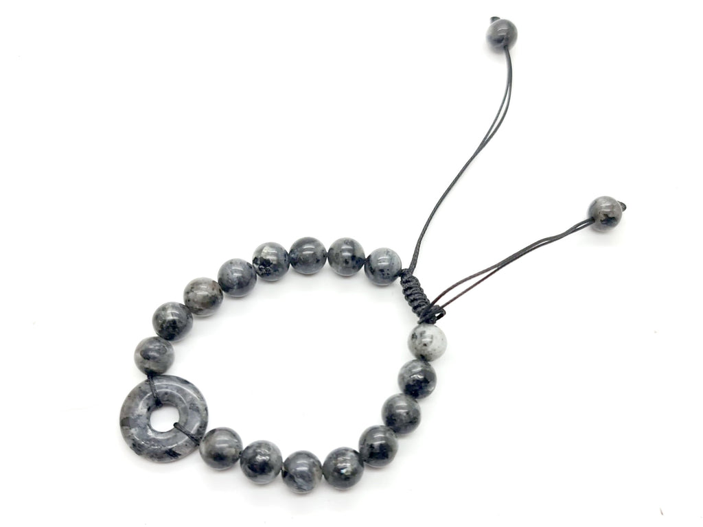 Larvikite "Infinity" Macrame Bracelet