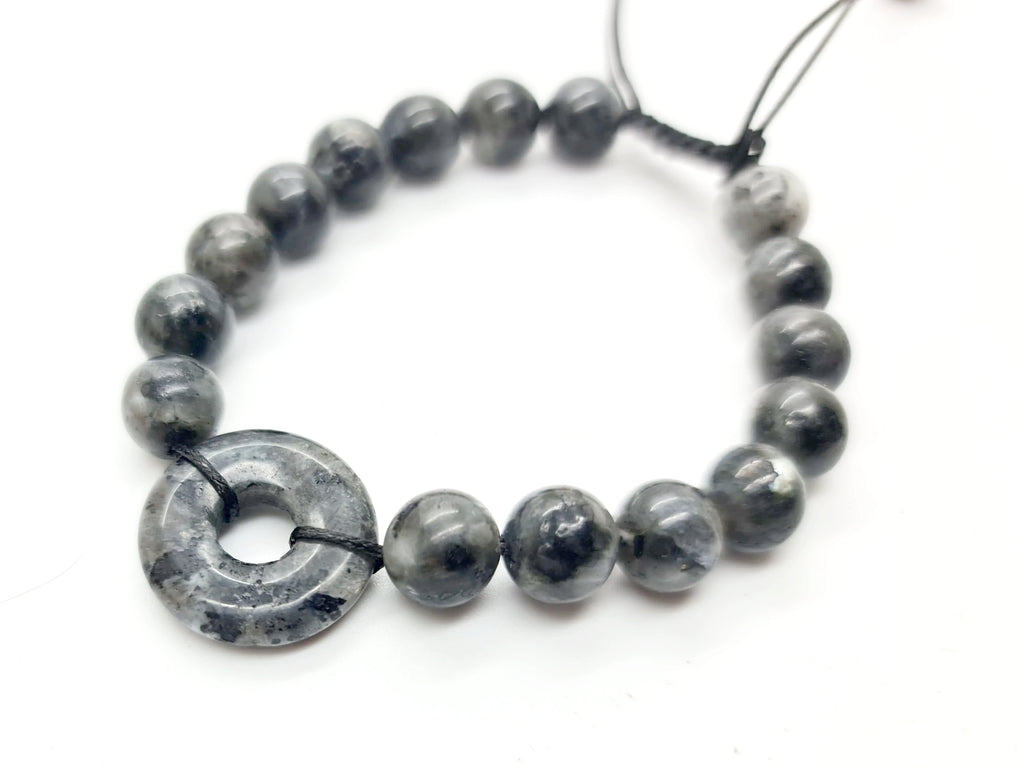 Larvikite "Infinity" Macrame Bracelet